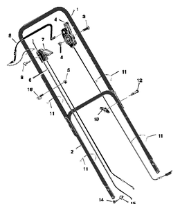 Handle Assembly Diagram and Parts List for 20645X8A 1997 Briggs and Stratton Lawn Mower
